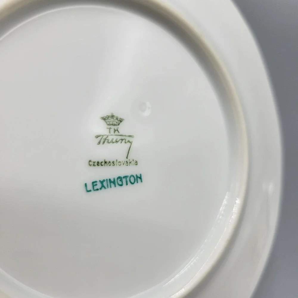 Vtg TK Thuny Czechoslovakia Lexington Floral 4 Dessert Plates Gold Trim 7.5